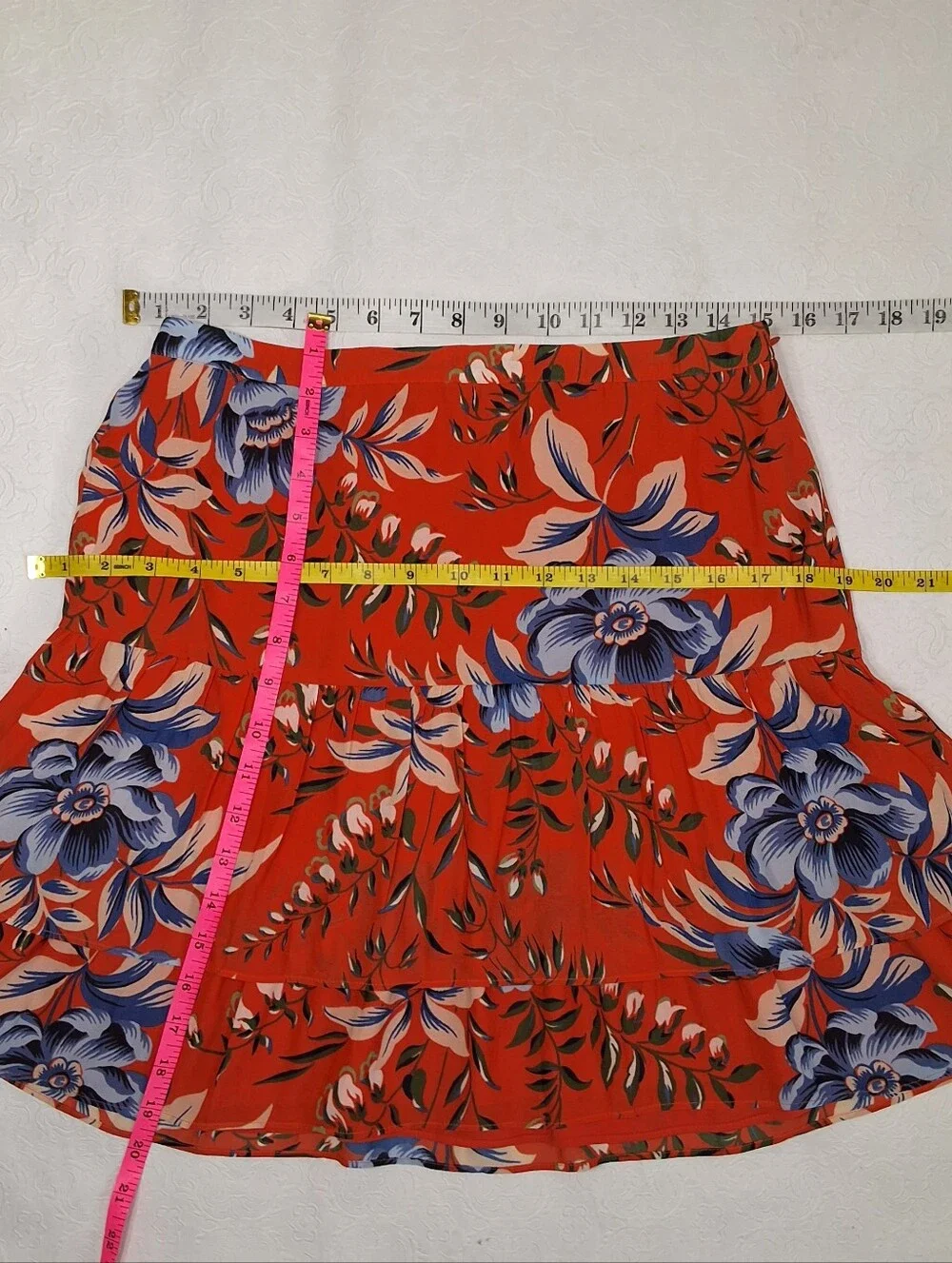 Ann Taylor Loft Women's Tangerine Floral Tiered Flippy Lined Skirt Size 4